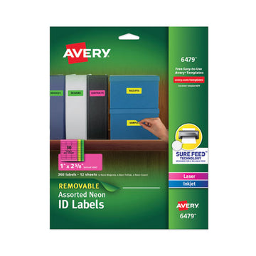 Avery® High-vis Removable Laser-inkjet Id Labels W- Sure Feed, 1 X 2 5-8, Neon, 360-pk freeshipping - TVN Wholesale